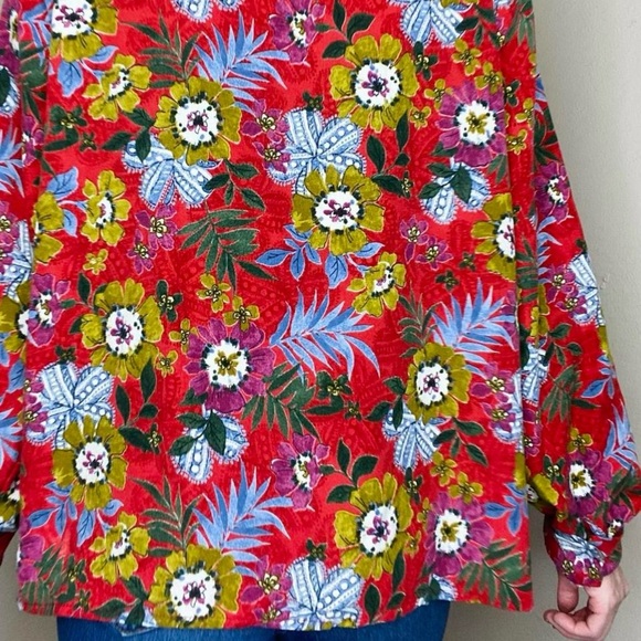 Molly Bracken Red Ruffle Floral Button Down Shirt - Picture 7 of 8